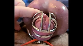 Rubbing My Caged Sissy Clit surrounding Orgasm